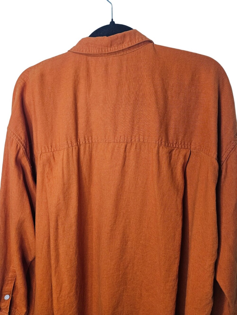 Madewell The Linen-Blend Oversized Shirt in burnt orange XL - Picture 9 of 15